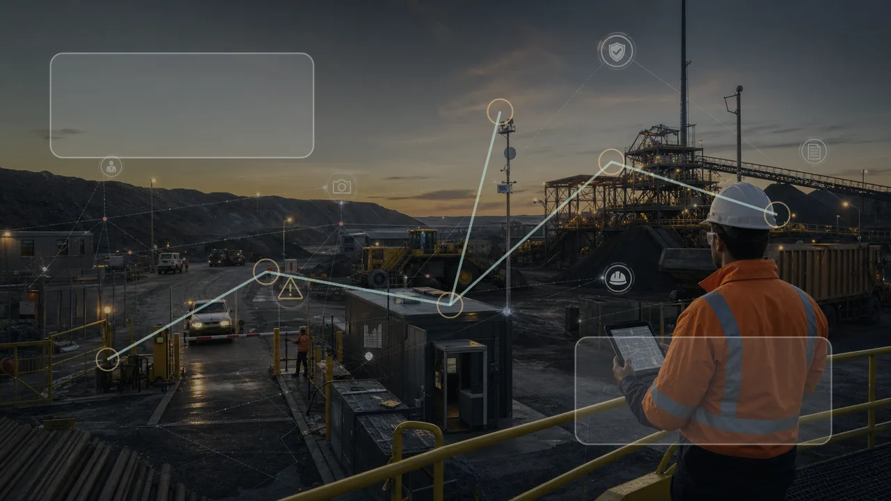 Industrial site with connected edge AI signals flowing into operational workflows.